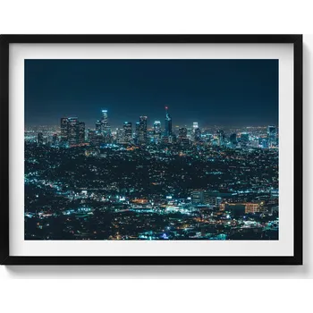 Obraz Obraz dekorace na zeď Velké osvětlené město v noci panorama 80x60 cm