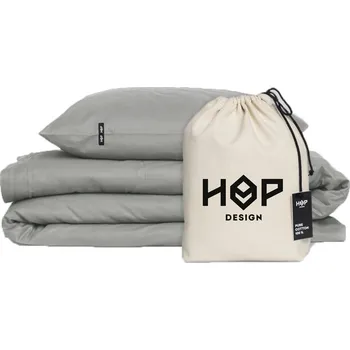 Povlečení Odolné Povlečení 220x200 + 2x70x80 Měkká Bavlna HOP Tmavě Šedá