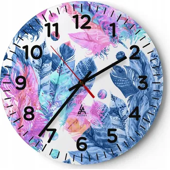 Hodiny Kuchyňské nástěnné hodiny 30x30 Ptačí Pírko Moderní skleněné hodiny Tiché