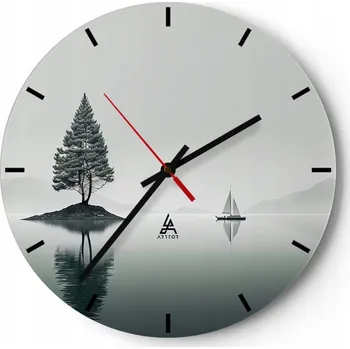 Hodiny Velké nástěnné hodiny na zeď 40x40 Klid Skleněné hodiny Kulatý Tiché