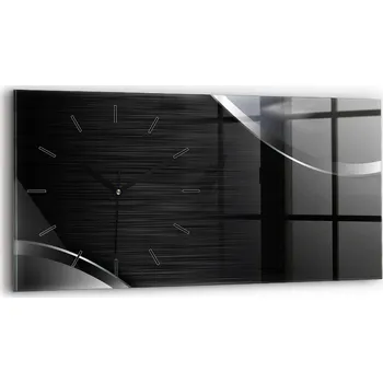 Hodiny Ozdobné nástěnné hodiny s krásnou grafikou, 60x30 cm, Černo-stříbrné linie