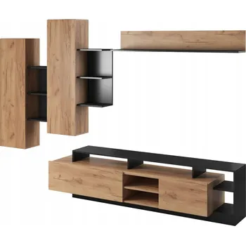 Obývací stěna Nábytková Stěna dub craft antracit moderní do obývacího pokoje, sada 4 dílů