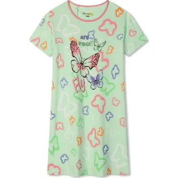 Dívčí noční košile DÍVČÍ NOČNÍ KOŠILKA S MOTÝLI Barva: Zelinkavá, Velikost: 122