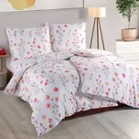 Povlečení TEZZA, květinový vzor, bílé, bavlna hladká, 140x200cm + 70x90cm