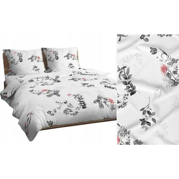 Povlečení Bavlněné Povlečení 160x200 bílé grafitové listy květiny 4304 C bavlna Max