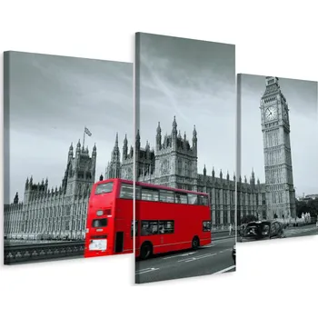 Obraz Obraz TRYPTYCH Londýn Červený AUTOBUS 3D 60x40