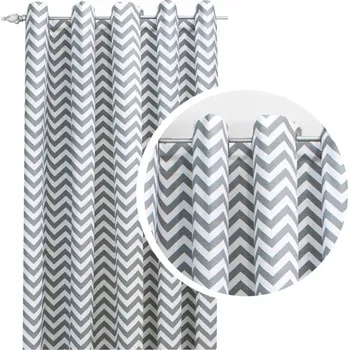 ZÁVĚS ZÁVĚSY CIK CAK šedo-bílý úzký 175x245