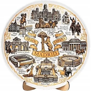 Talíř Talíř 20 cm Madrid suvenýr keramický dekorativní zlatý ES-MT-002