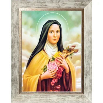 Obraz SVATÁ TEREZA | SAKRÁLNÍ OBRAZ V BÍLÉM OZDOBNÉM RÁMU 30X40