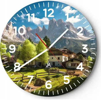 Hodiny Kuchyňské nástěnné hodiny 30x30 Hory Moderní skleněné hodiny Obývací pokoj Tiché