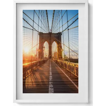 Obraz Dekorativní nástěnný obraz v rámu s grafikou loft Brooklynský most NYC 50x70 cm