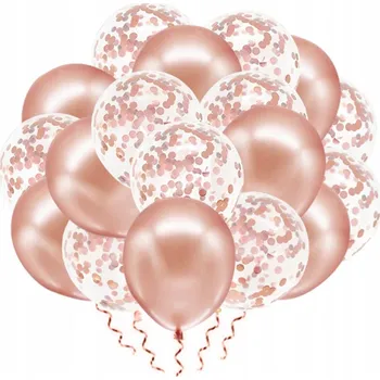Balónek SADA BALÓNKŮ ROSE GOLD KONFETY 30 CM (20 KS)