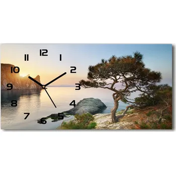 Hodiny Skleněné nástěnné hodiny Strom u moře 60x30 cm