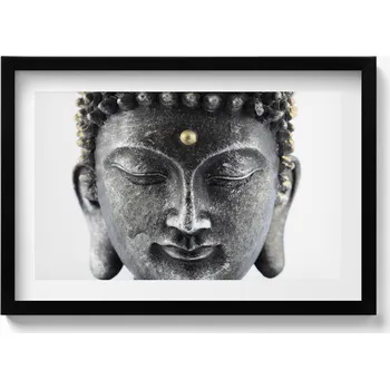 Obraz Ozdobný nástěnný obraz v rámu s grafikou loft Hlava sošky Buddhy 60x40 cm