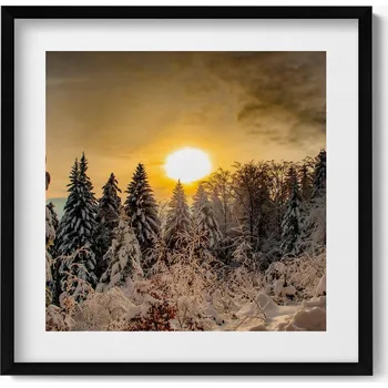 Obraz Dekorativní nástěnný obraz v rámu do obýváku Zimní krajina Beskydy 50x50 cm