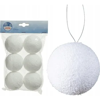 Vánoční dekorace VÁNOČNÍ BAŇKY polystyrenové bílé dekorativní DIY na vánoční stromeček 8 cm 6 Ks