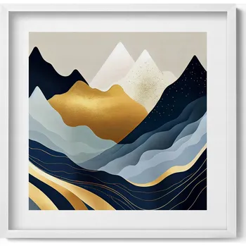 Obraz Dekorativní nástěnný obraz v bílém rámu do obýváku Abstraktní hory 50x50 cm