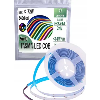 LED páska LED pásek COB RGB barevný, 24V, 840 diod, 14,4W/m, neonový efekt, role 5m