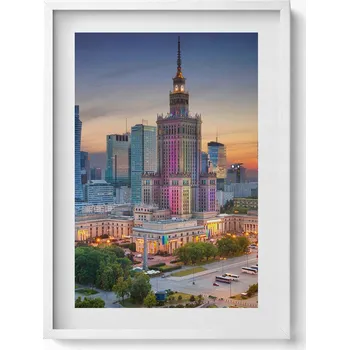 Obraz Obraz s rámem a grafikou na zeď Varšava Západ slunce panorama 50x70 cm