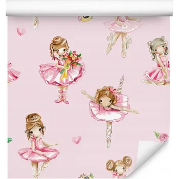 Fototapeta Tapeta pro dívky BALETKY Květiny Srdíčka