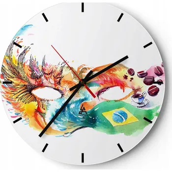 Hodiny Nástěnné hodiny do kuchyně 30x30 Maska Skleněné hodiny do obýváku Loft Tiché