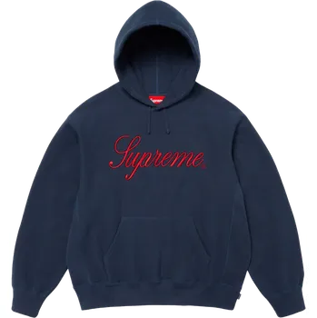 Pánská mikina Supreme Embroidered Script Hooded Sweatshirt / Navy Barva: Modrá, Velikost: XL