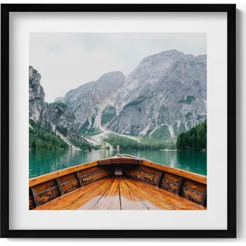 Obraz Obraz v černém rámu na zeď Pohled z lodi na horské jezero 50x50 cm