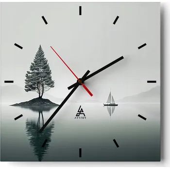 Hodiny Velké nástěnné hodiny na zeď 40x40 Klid Skleněné hodiny Čtvercové Tiché