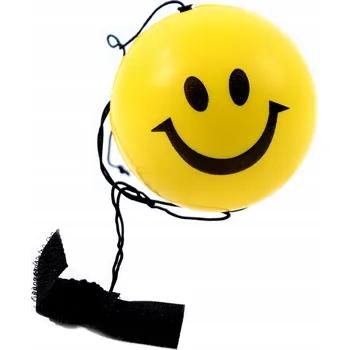 Dětský míč GUMOVÝ MÍČEK NA GUMIČCE 6,3CM ŽLUTÝ JOJO NA ŠŇŮRCE ODRÁŽÍ SE VRACÍ DO RUKY