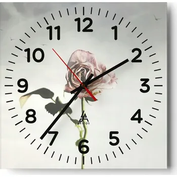 Hodiny Kuchyňské nástěnné hodiny 30x30 Růže Skleněné hodiny do obýváku Moderní Tiché