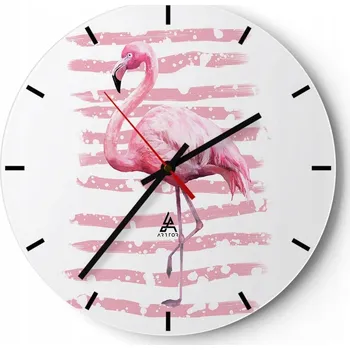 Hodiny Nástěnné hodiny do kuchyně 30x30 Plameňák Skleněné hodiny do obýváku Loft Tiché