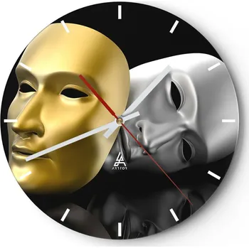 Hodiny Nástěnné hodiny do kuchyně 30x30 Maska Skleněné hodiny do obýváku Loft Tiché