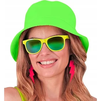 Čepice ČEPICE BUCKET HAT NEONOVĚ ZELENÝ ČEPICE NEON PÁRTY DISCO 80. LÉTA