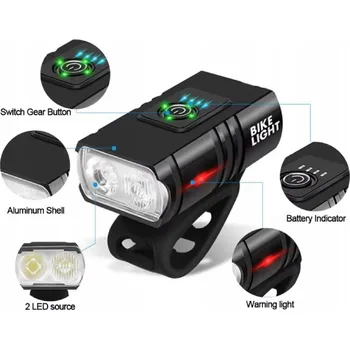 Svítilna Super výkonná dobíjecí cyklo svítilna 2x LED ROXAR T6 800lm