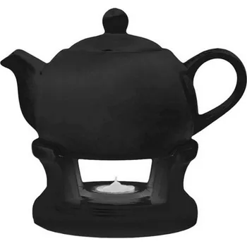 Konvice na čaj čajník 1,0l+ohř.stojan, Celočerný, BL-T-47