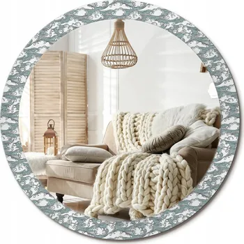 Zrcadlo Kulaté moderní zrcadlo na zeď s potiskem na skle Velké průměr 90 cm Oblaka