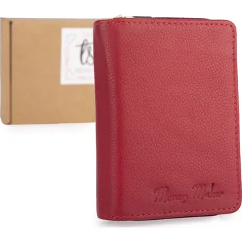Dámská peněženka červená malá kapesní kožená RFID z měkké přírodní kůže