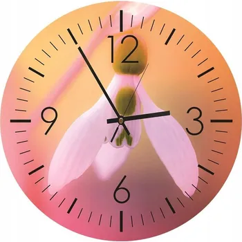 Hodiny Nástěnné HODINY KULATÝ Foto-obraz 40cm Květina