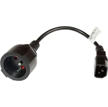 Napájecí kabel RED230FR/C14 - Redukce UPS 230V 1 zásuvka / UPS. Délka kabelu 23cm. (redukce CEE 7/5 na IEC320 C14