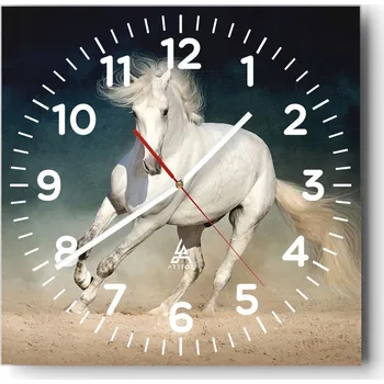 Hodiny Kuchyňské nástěnné hodiny 30x30 Kůň Skleněné hodiny do obýváku Moderní Tiché