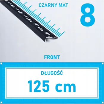 Podlahová lišta Rohová lišta L profil 8mm ČERNÁ MATNÁ hliníková 125cm