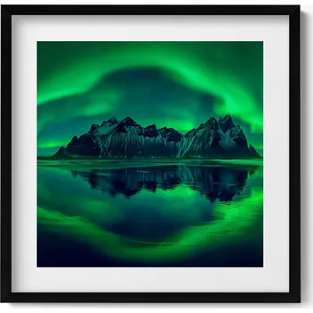 Obraz Nástěnný obraz v rámu s grafikou Polární záře - zrcadlový odraz 50x50 cm