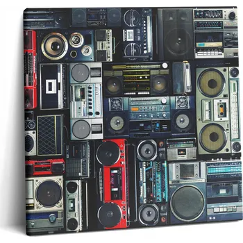 Obraz Fotoobraz na plátně připravený k zavěšení – Motivace do posilovny, hudba: Vintage Boombox