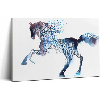 Obraz Canvasový Obraz Do Kanceláře Premium Příroda Zvířete - Malovaný Kůň a Stromy