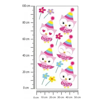 Obraz Samolepka Barevné Narozeninové Sovy Fólie Bílá 75x150