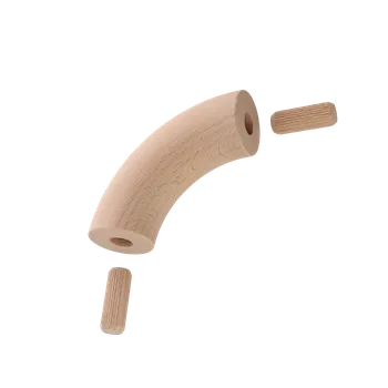 Zábradlí dřevěný spojovací oblouk EDB-90S, dřevo - buk - ø 42 mm, úhel 90°, bez nátěru