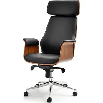 Křeslo Mebel Partner Lionel (ořech tmavý + chromová)