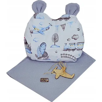 Polštář Vaflová deka ZAVINOVAČKA 100x75 cm + POLŠTÁŘ s oušky, BAVLNA, Sada pro novorozence