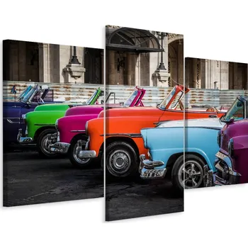Obraz Obraz Triptych HAVANA Barevné Kabriolety 60x40