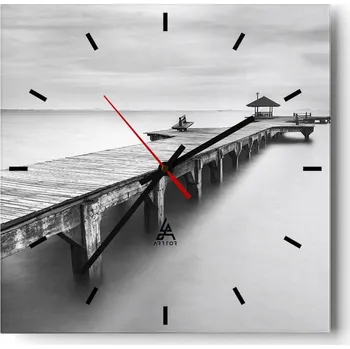 Hodiny Velké nástěnné hodiny 40x40 Krajina Skleněné hodiny Tiché